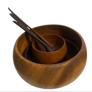 Milo Honolulu Wooden Bowl Set w/ Matching Serving Utensils